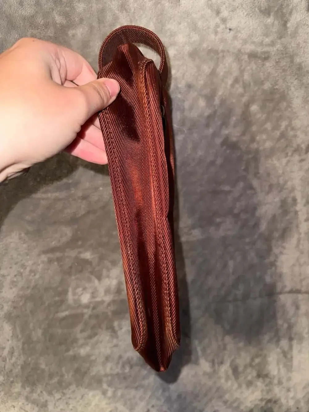 Clinique Brown Nylon Toiletry Travel Pouch with Zipper and Side Handle